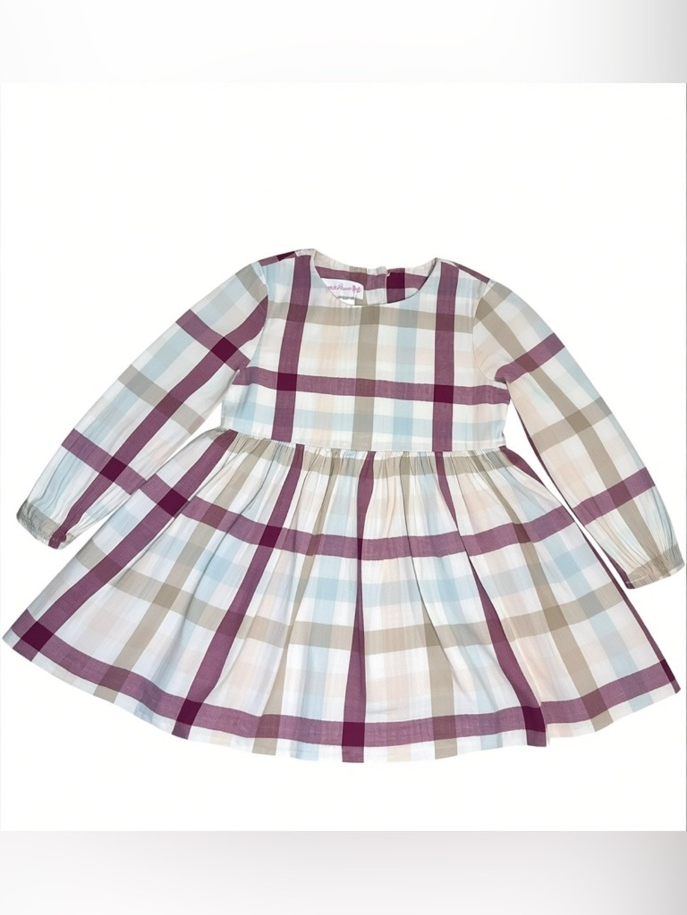 Bonnie Jean Girl Dress 3T Plaid Long Sleeve Fall Holiday Party Dress 100% Cotton